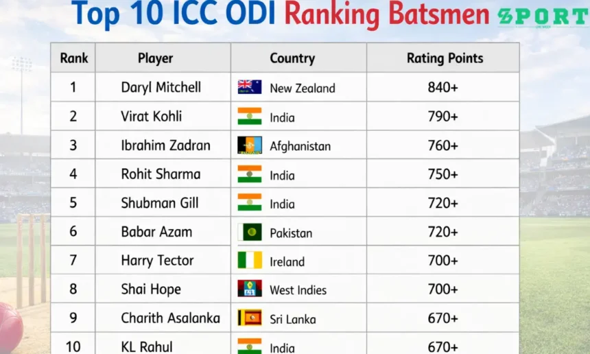Top 10 ICC ODI Ranking Batsmen
