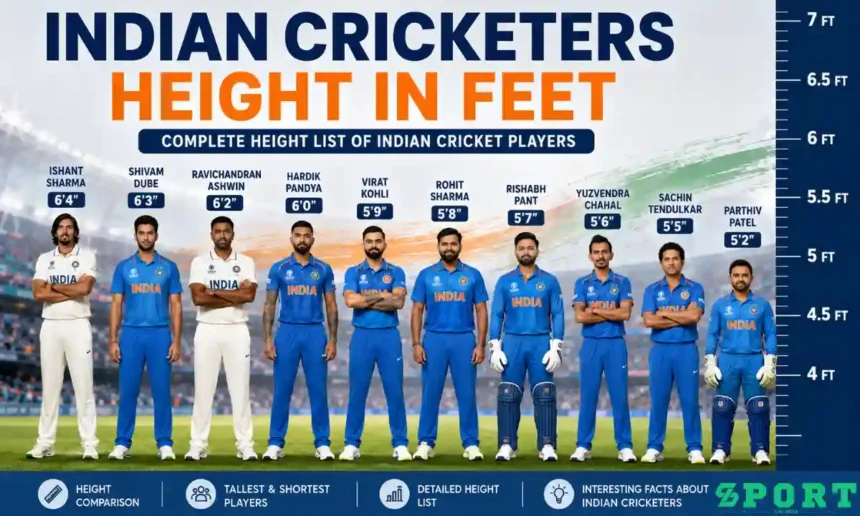 Indian Cricketers Height in Feet